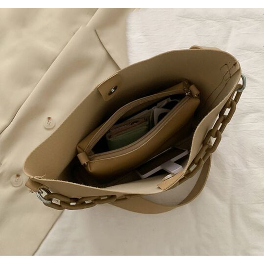 Жіноча сумка+косметичка, коричнева П3058