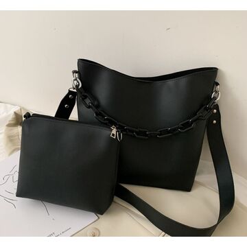Жіноча сумка+косметичка, чорна П3059