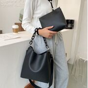 Женская сумка+косметичка, черная П3059