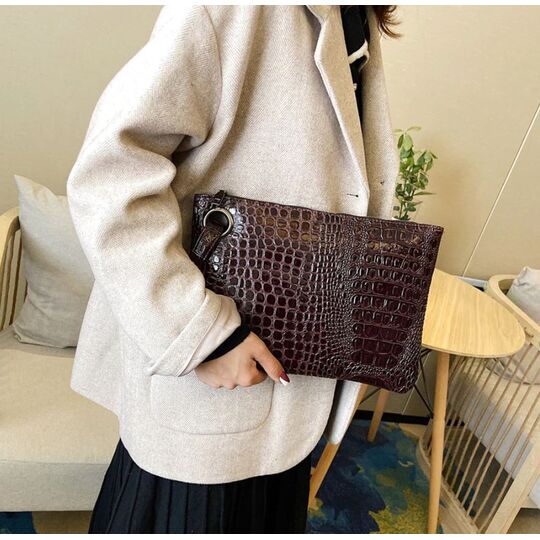 Жіноча сумка-клатч, коричнева П3078