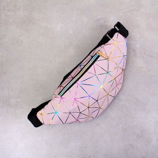 Жіноча поясна сумка, бананка, рожева П3090