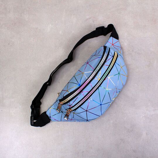 Женская поясная сумка, бананка, голубая П3091