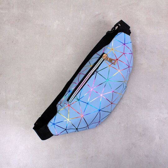 Женская поясная сумка, бананка, голубая П3091