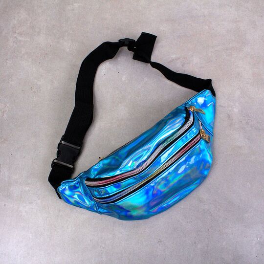 Женская поясная сумка, бананка, голубая П3092