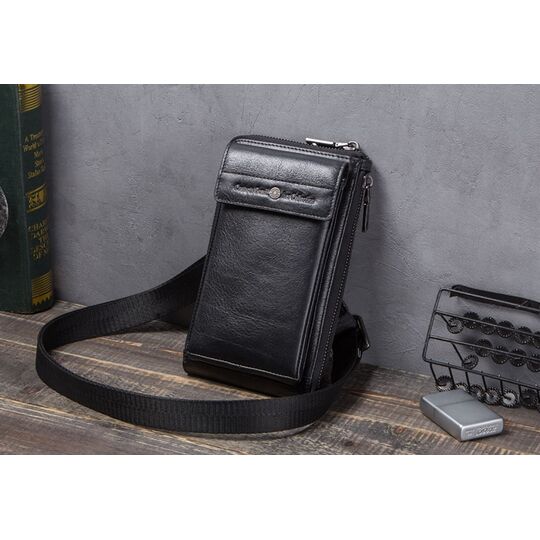 Мужское портмоне, сумка "Contact’S", черное П3114