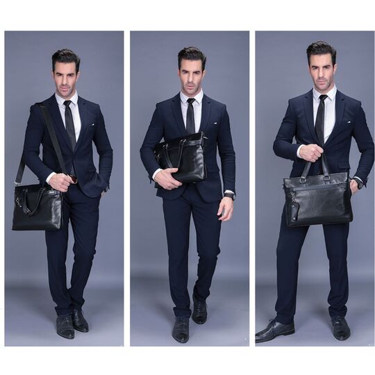 Мужская сумка портфель VORMOR для ноутбука, черная П3179