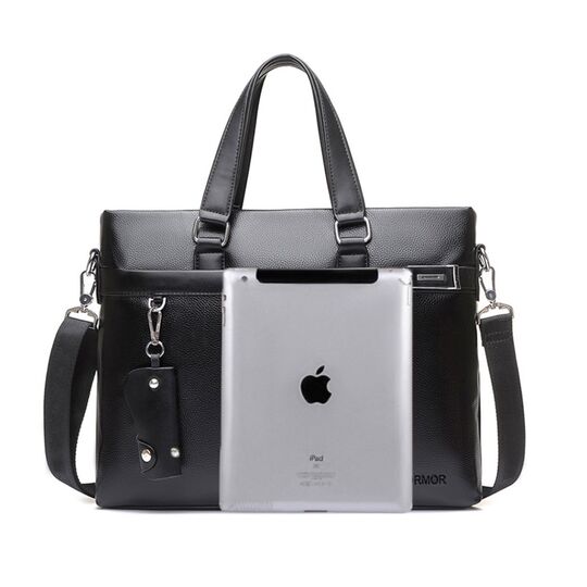 Мужская сумка портфель VORMOR для ноутбука, черная П3179