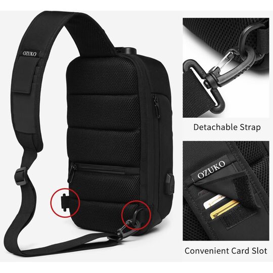 Мужская сумка слинг OZUKO, серая П3196