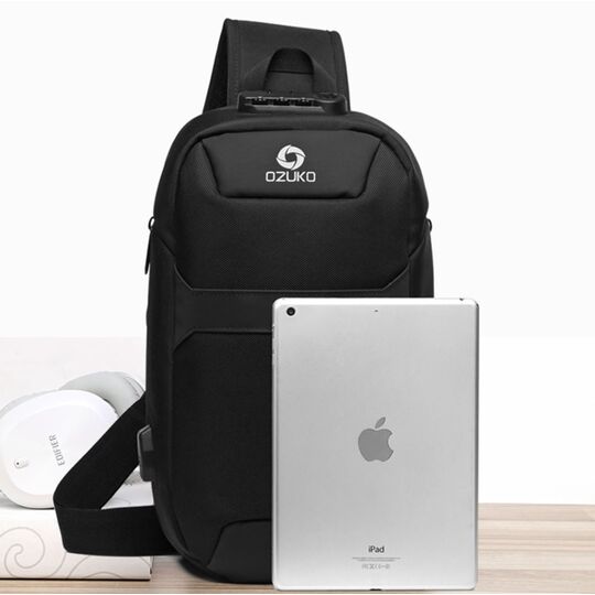 Мужская сумка слинг OZUKO, черная П3199