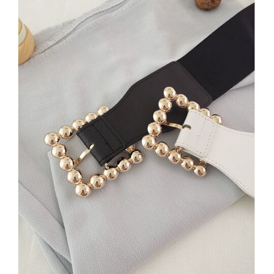 Широкий женский ремень с жемчугом, П3216