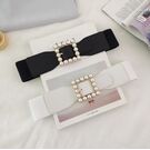 Широкий женский ремень с жемчугом, П3216