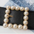 Широкий женский ремень с жемчугом, П3216