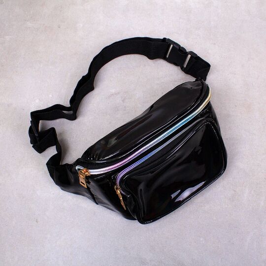 Женская поясная сумка, бананка, черная П3292