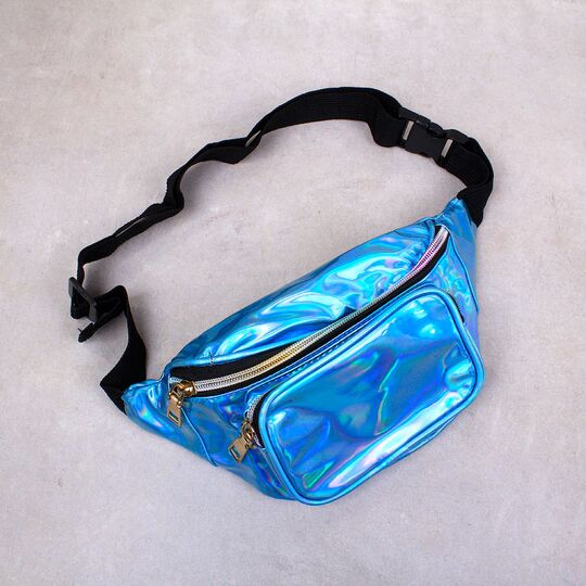 Женская поясная сумка, бананка, голубая П3293