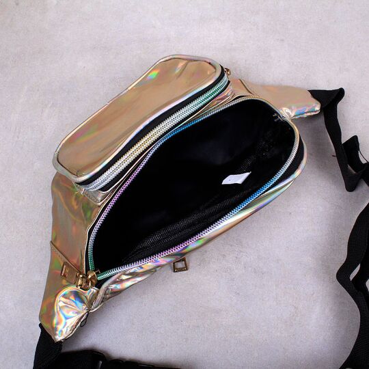 Женская поясная сумка, бананка, золотая П3294