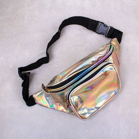 Женская поясная сумка, бананка, золотая П3294