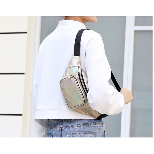 Женская поясная сумка, бананка, белая П3296