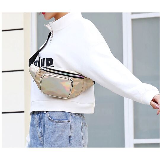 Женская поясная сумка, бананка, белая П3296