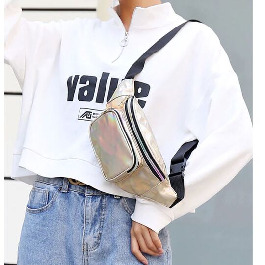 Женская поясная сумка, бананка, белая П3296