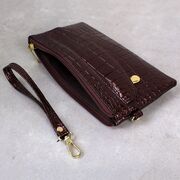 Жіночий гаманець лакований, коричневий П3353