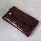 Женский кошелек лакированный, коричневый П3353