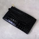 Жіночий гаманець лакований, чорний П3355