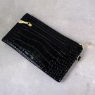 Жіночий гаманець лакований, чорний П3355