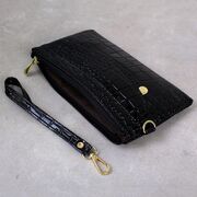 Жіночий гаманець лакований, чорний П3355