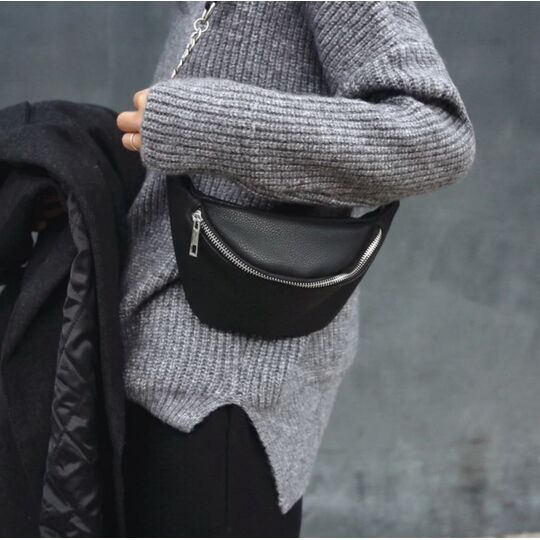 Жіноча сумка, бананка "FUNMARDI", чорна П3365