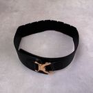 Широкий женский ремень, черный П3397