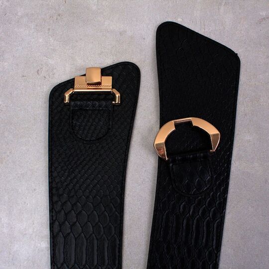 Широкий женский ремень, черный П3397