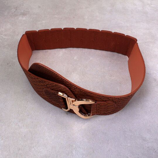 Широкий женский ремень, коричневый П3399