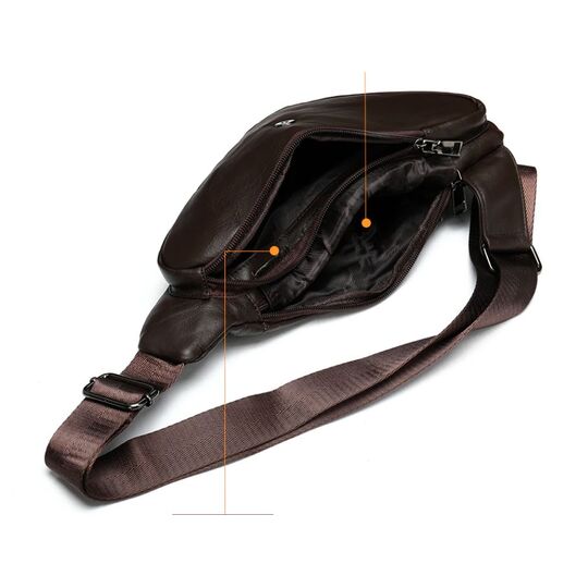 Чоловіча сумка з шкіри, коричнева П3749