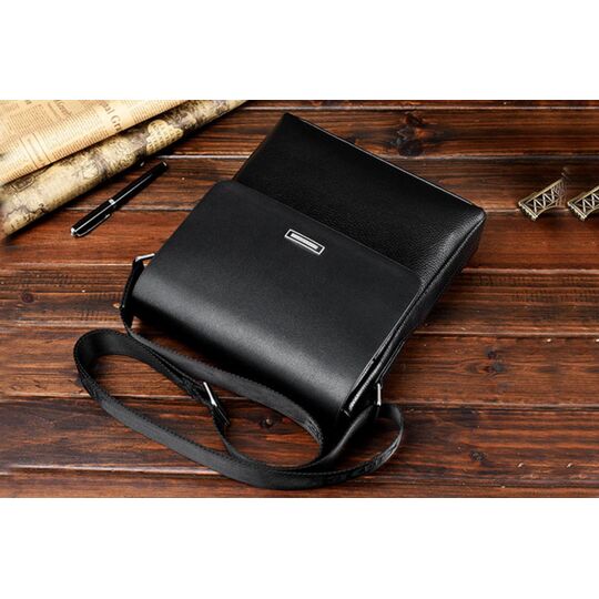 Мужская сумка "VORMOR", черная, с кошельком, П3792