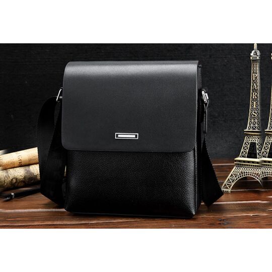 Мужская сумка "VORMOR", черная, с кошельком, П3792