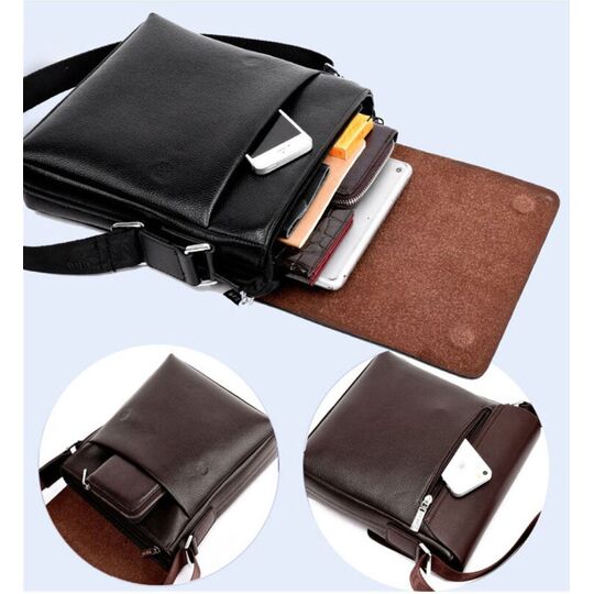 Мужская сумка "VORMOR", черная, с кошельком, П3792