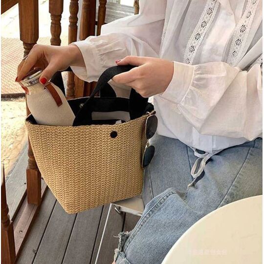 Женская соломенная сумка-шопер, П3810