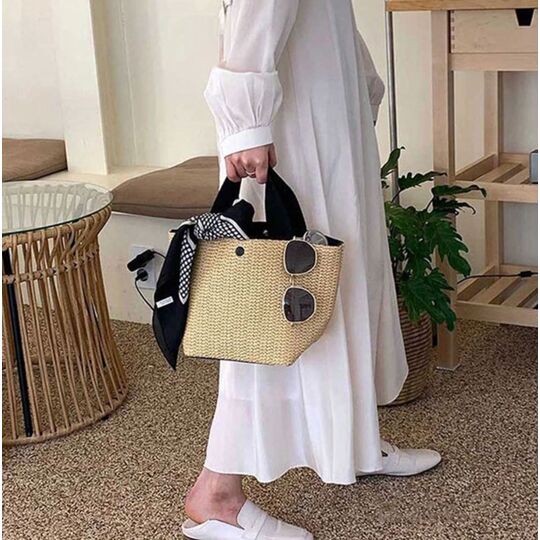 Женская соломенная сумка-шопер, П3811