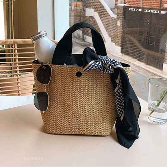 Женская соломенная сумка-шопер, П3811