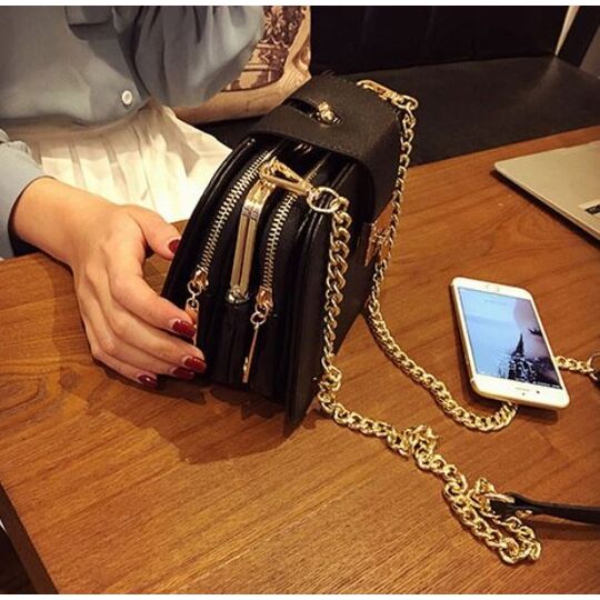 Жіноча сумка, чорна П0257 Жіноча сумка, чорна П0257