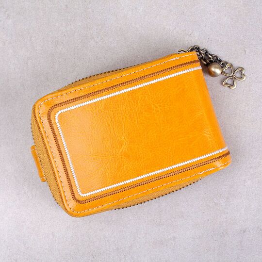 Візитниця з шкіри, жовта П3894