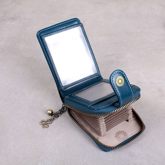 Визитница из кожи, синяя П3915