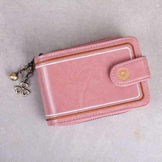 Визитница из кожи, розовая П3916