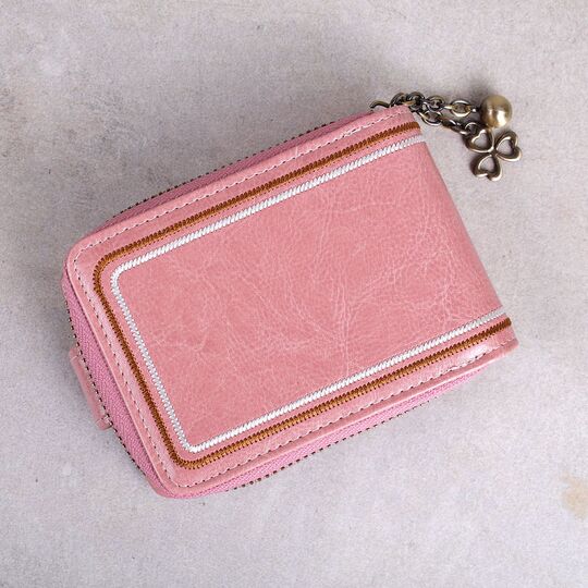 Визитница из кожи, розовая П3916