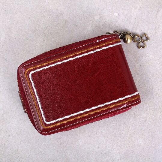 Візитниця з шкіри, червона П3917