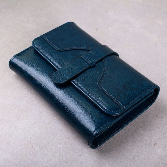 Жіночий гаманець зі шкіри, синій П3925