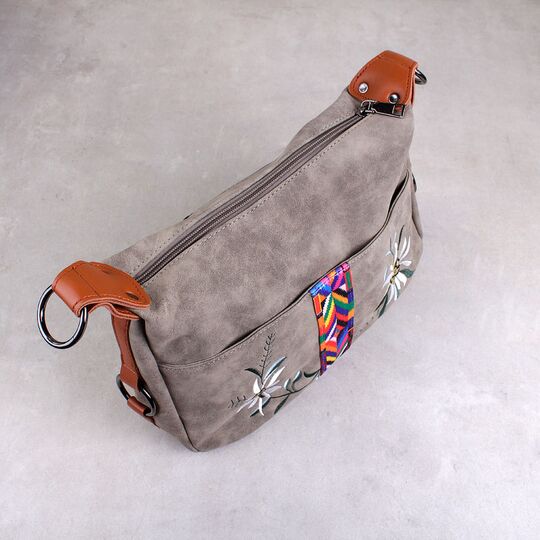 Женская сумка "Цветы", серая П3964