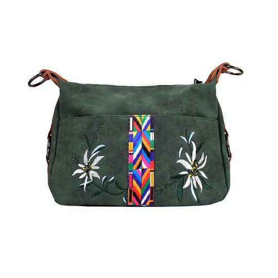 Женская сумка "Цветы", зеленая П3965