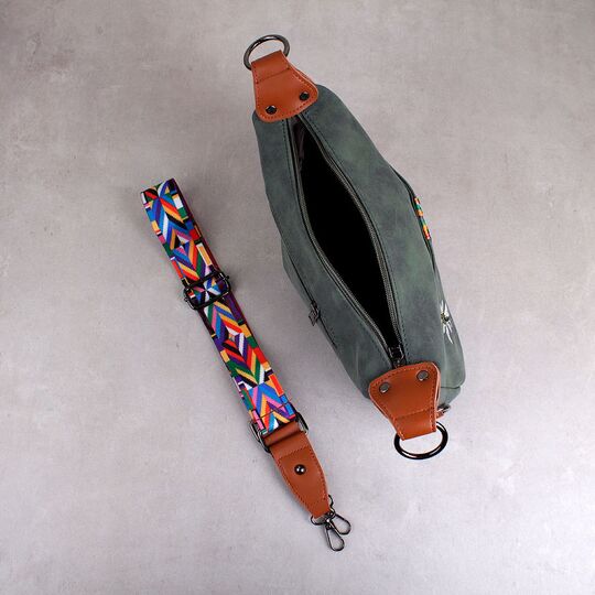 Женская сумка "Цветы", зеленая П3965