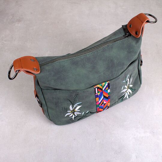 Женская сумка "Цветы", зеленая П3965